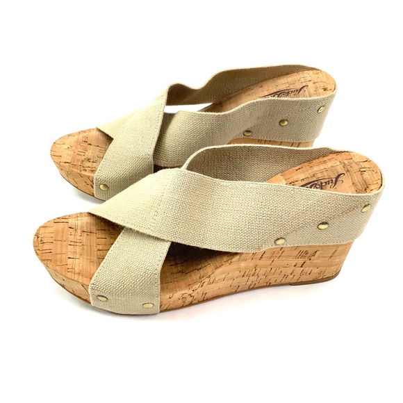 LUCKY BRAND Beige Cork Wedge Slip-On Sandals - Picture 7 of 8